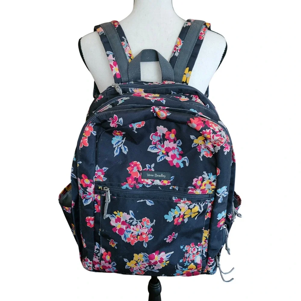 Vera Bradley Lighten Up Grand Backpack Tossed Posies Computer/Travel/School